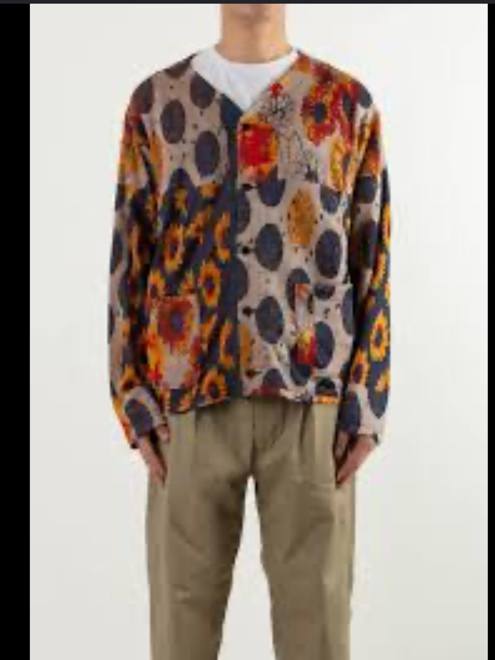 Engineered Garments Men L Abstract Patchwork V-Neck Cardigan - Multicolor
